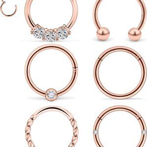 Septum Jewelry 16G Surgical Steel Nose Rings Hoop Septum Clicker Ring with Clear